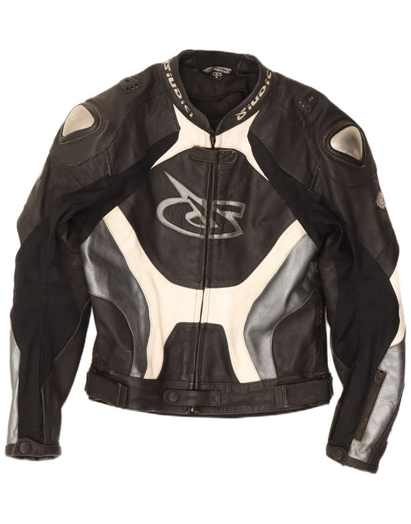 Giudici Chaqueta de carreras gráfica para hombre UK 36 Small Cuero color block negro