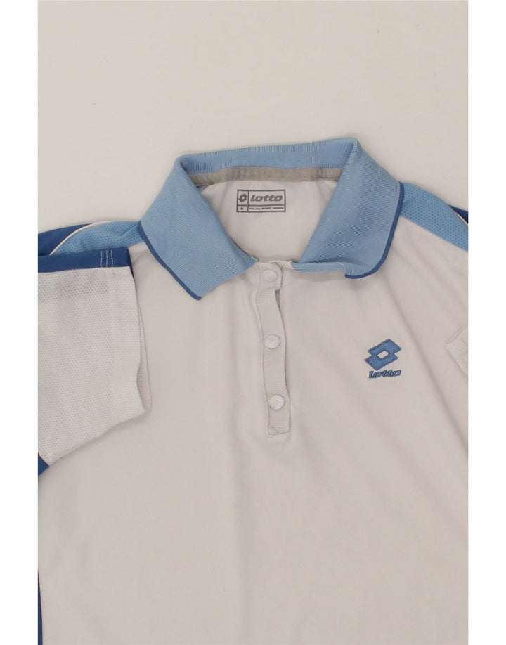 LOTTO Womens Polo Shirt UK 14 Medium White Colourblock Polyester Vintage Lotto and Second-Hand Lotto from Messina Hembry 