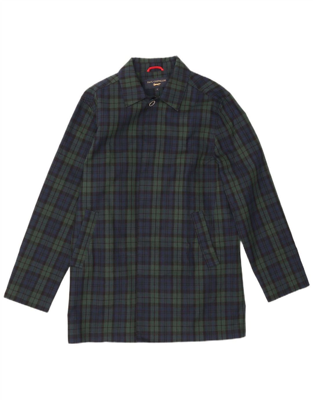 PAUL COSTELLOE Abrigo para hombre UK 38 Poliéster a cuadros azul marino mediano