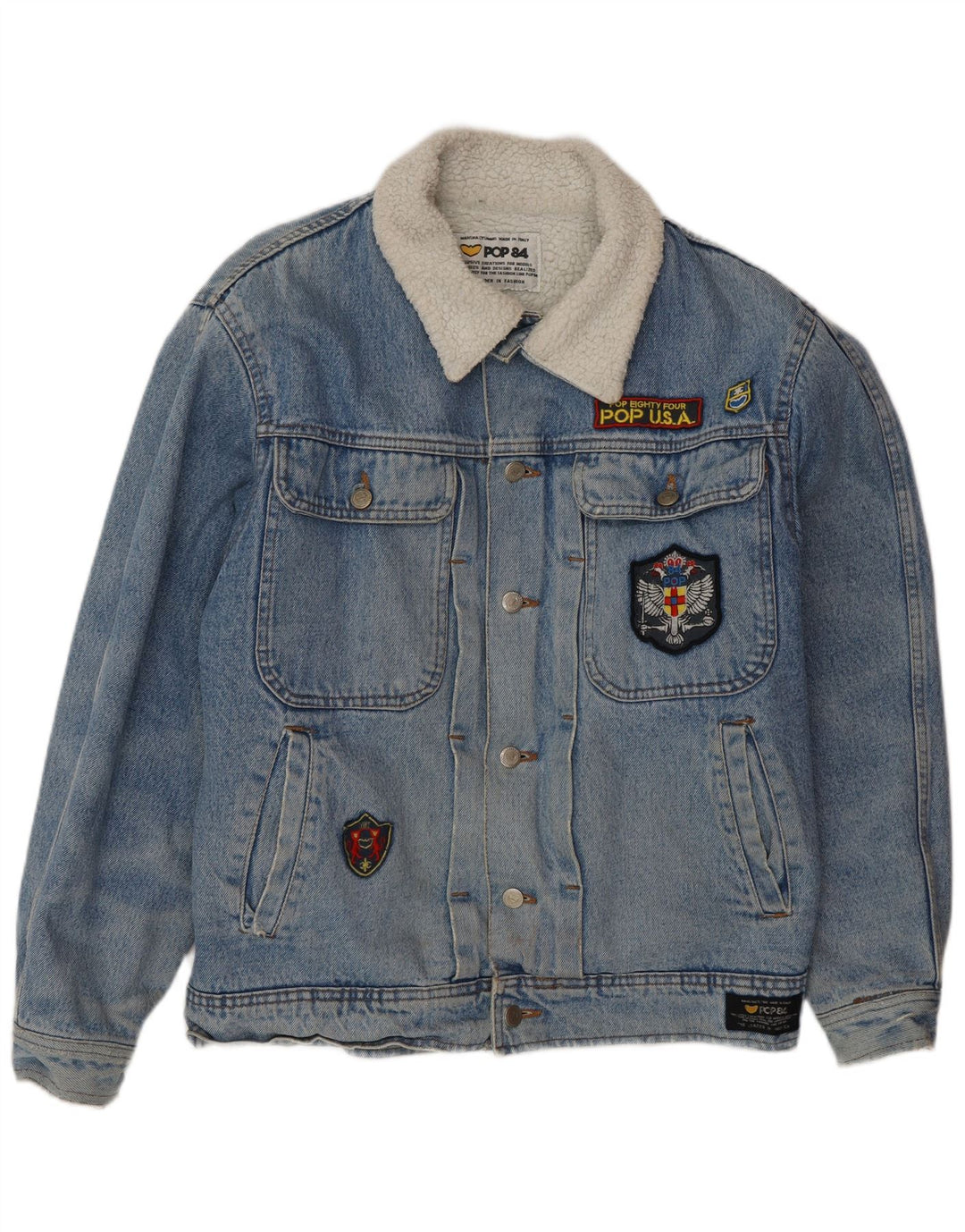 POP 84 Chaqueta vaquera Sherpa para hombre UK 38 Azul medio
