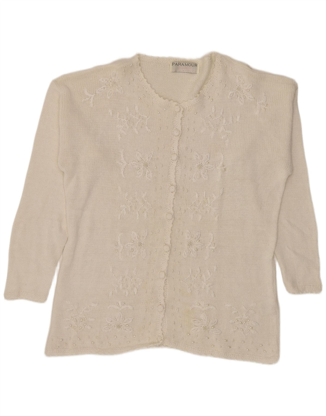 Paramour - Cárdigan para mujer, talla única, ramio floral blanco