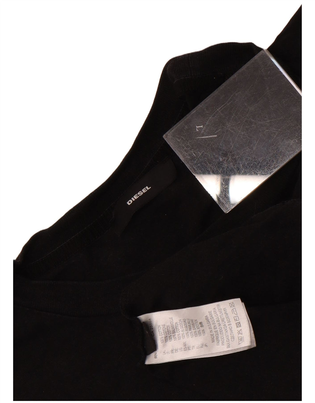 Diesel Hombre Camiseta Gráfica Top Grande Algodón Negro