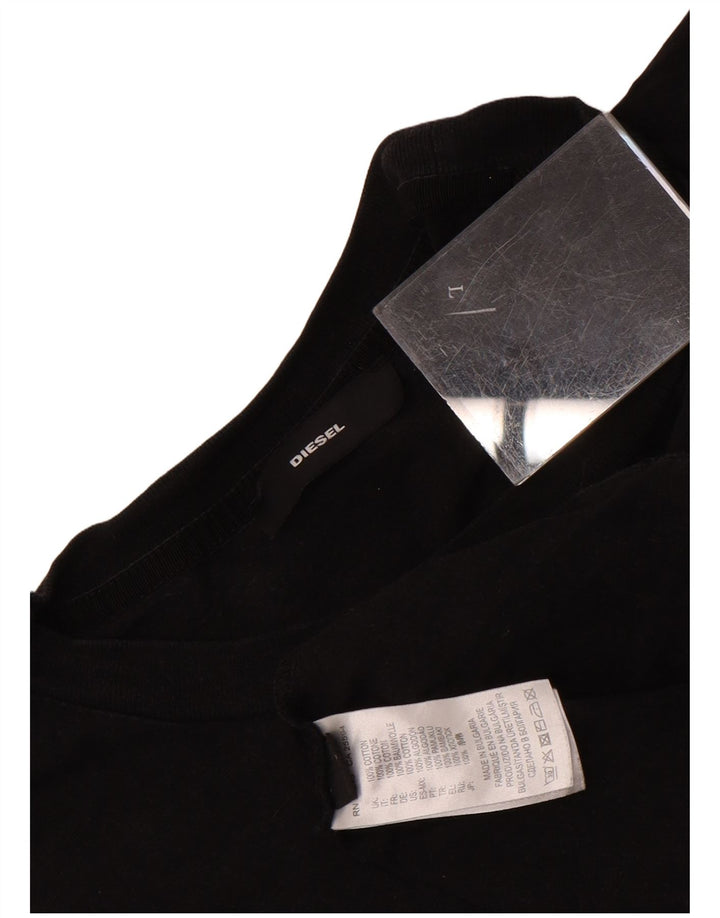 Diesel Hombre Camiseta Gráfica Top Grande Algodón Negro