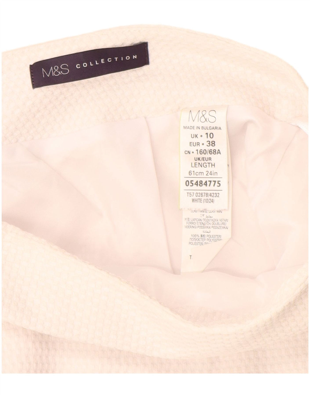 Marks & Spencer Falda lápiz para mujer UK 10 Small W30 Poliéster blanco