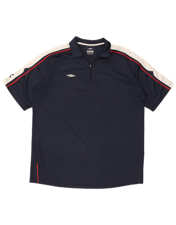 Umbro Polo con cuello con cremallera para hombre 2XL Poliéster con bloques de color azul marino