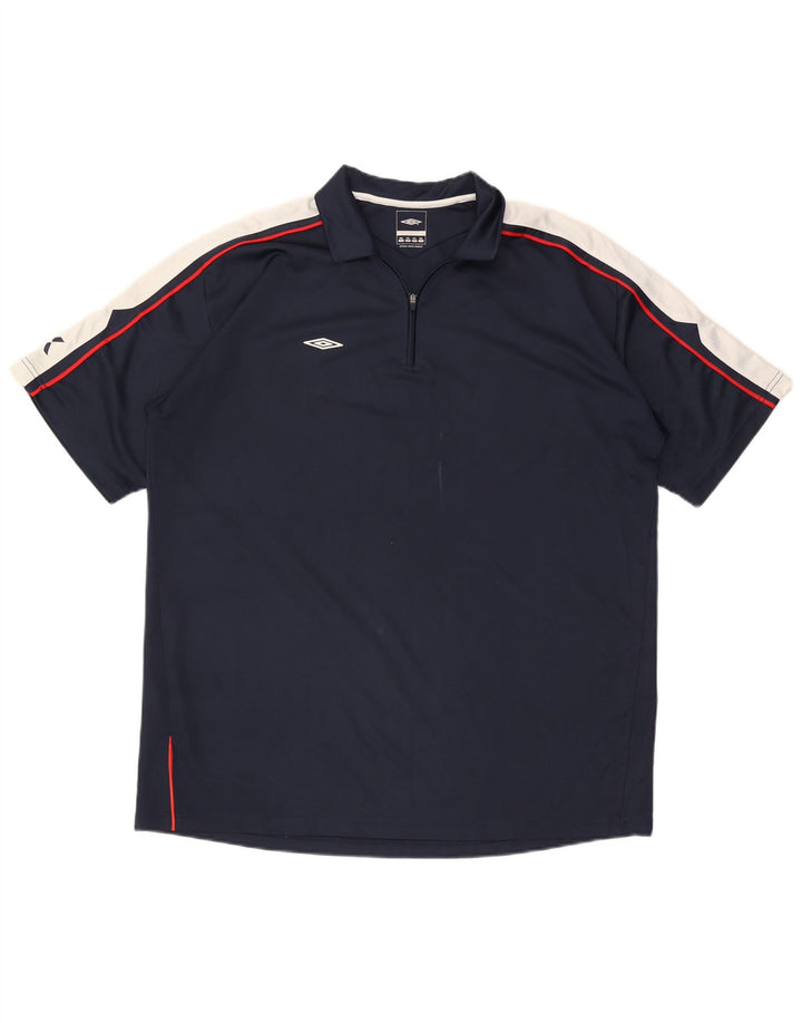 Umbro Polo con cuello con cremallera para hombre 2XL Poliéster con bloques de color azul marino