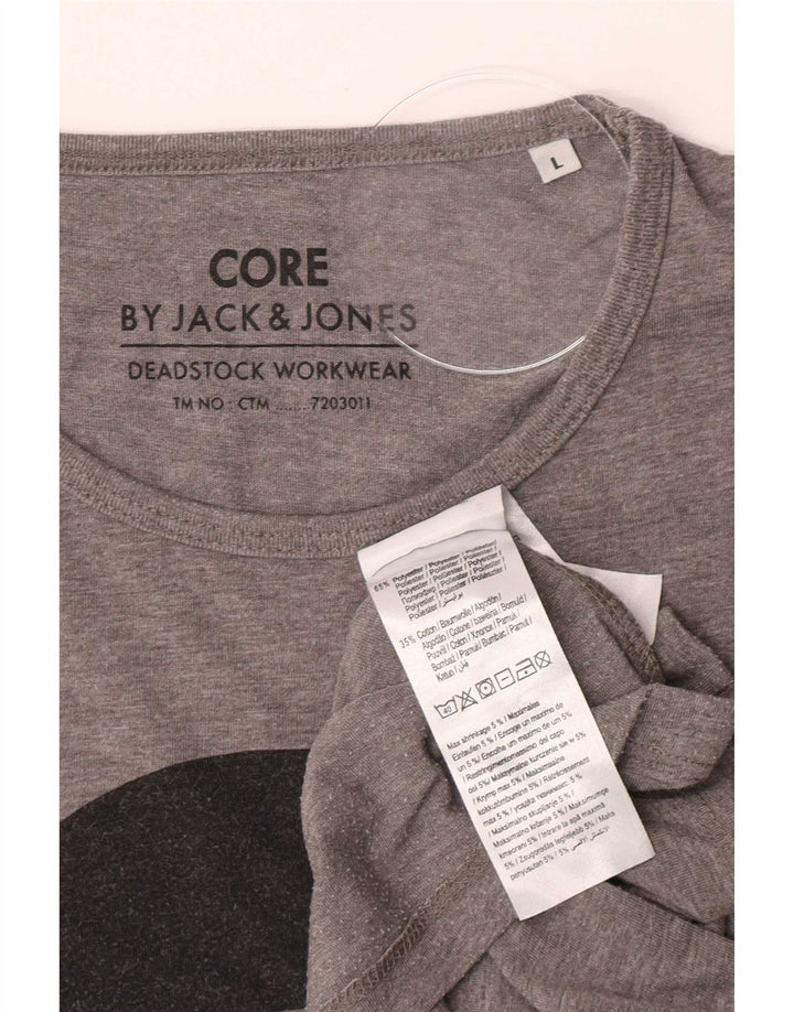 Jack & Jones Mens Core Graphic Camiseta Top Grande Gris Poliéster