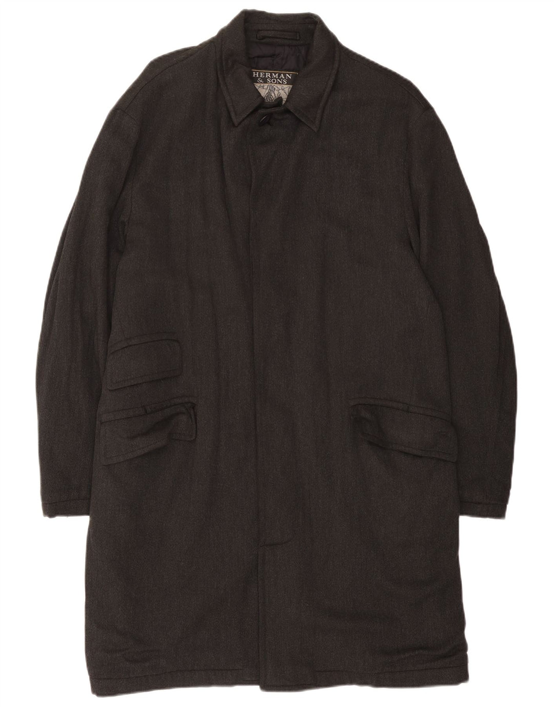 Herman & Sons Abrigo para hombre Reino Unido 40 Grande Gris