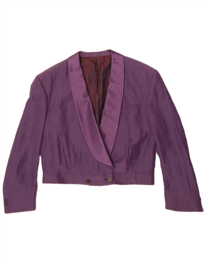 Vintage mujer doble pecho Blazer chaqueta Reino Unido 14 grande púrpura