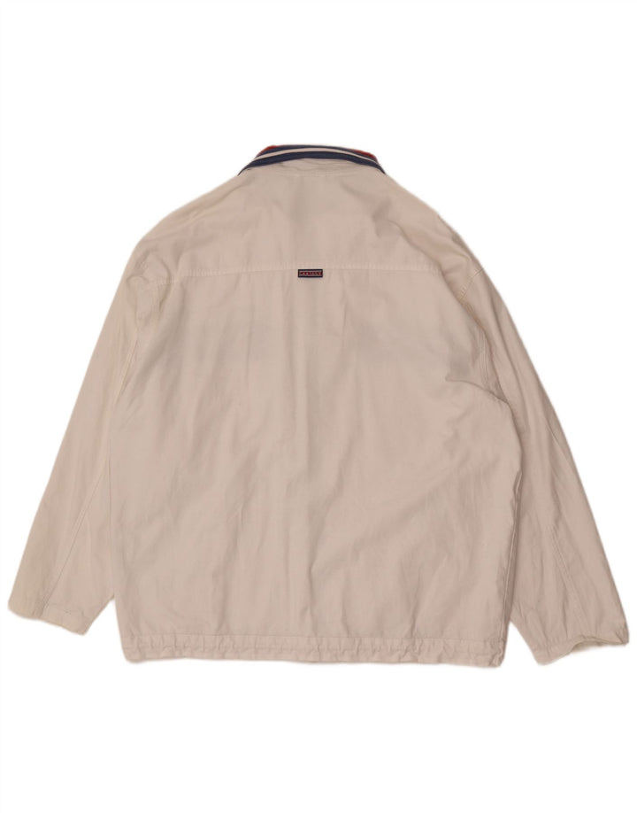 Vintage hombre chándal chaqueta superior XL blanco colorblock algodón