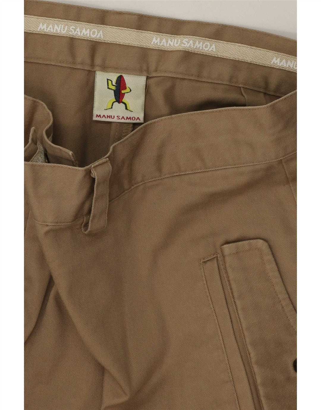 Manu Samoa Pantalones cortos tipo cargo para hombre W34 Large Beige
