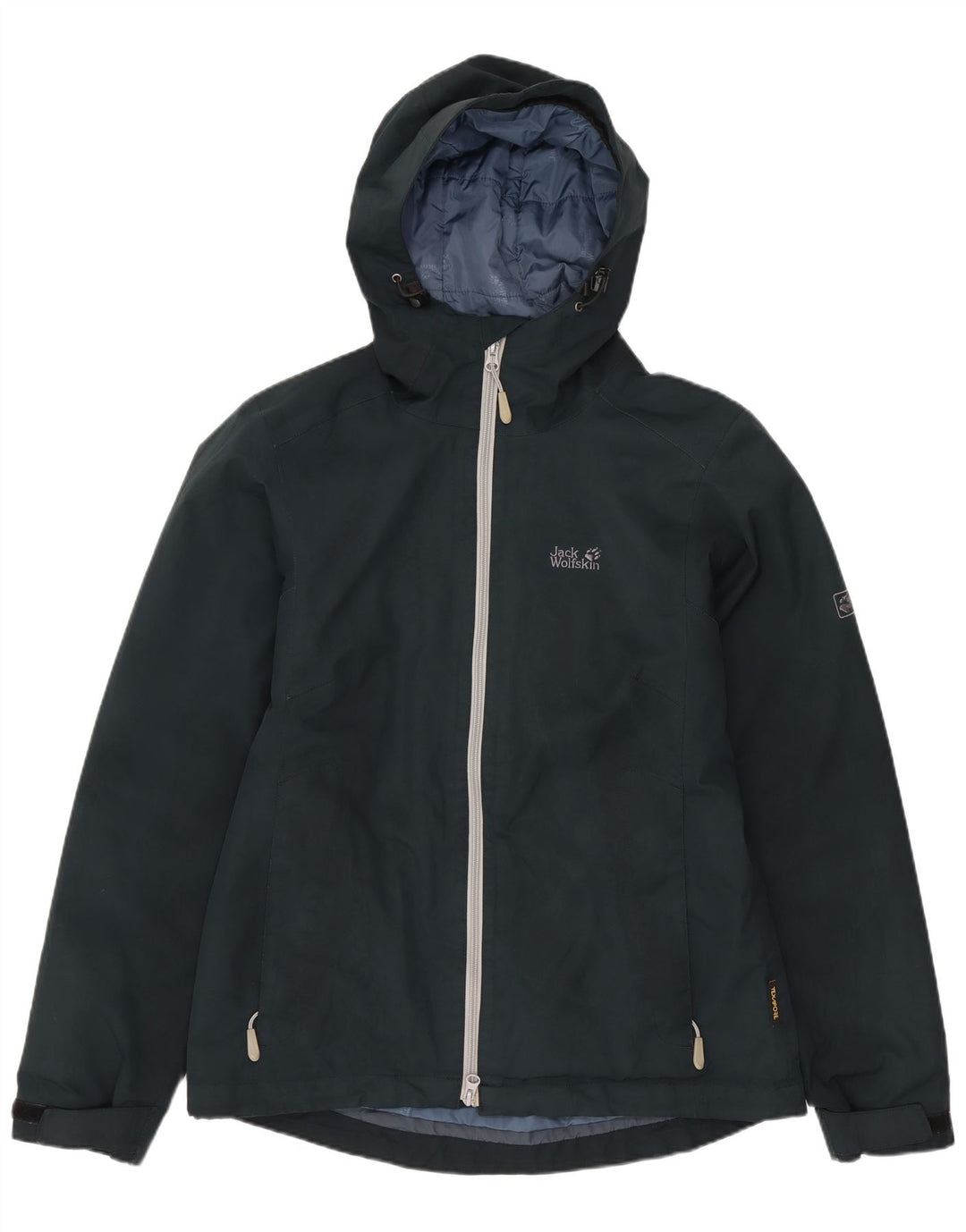JACK WOLFSKIN Chaqueta cortavientos con capucha para mujer UK 12 Medium Azul marino