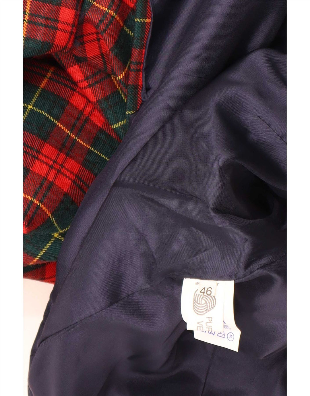 Vintage mujer 3 botones Blazer chaqueta IT 46 grande rojo comprobar lana virgen