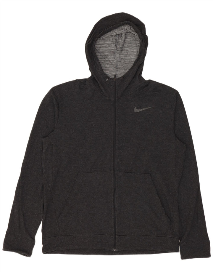 Nike Dri Fit Sudadera con capucha y cremallera para hombre, talla grande, rayón gris