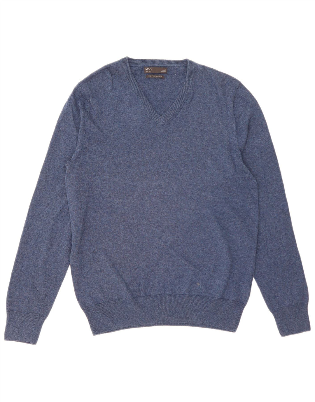 Marks & Spencer Jersey con cuello en V para hombre de algodón azul medio