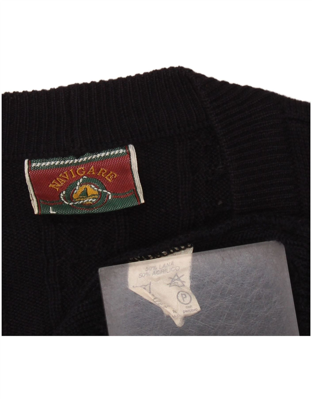 Navigare Cárdigan para hombre suéter grande de lana azul marino