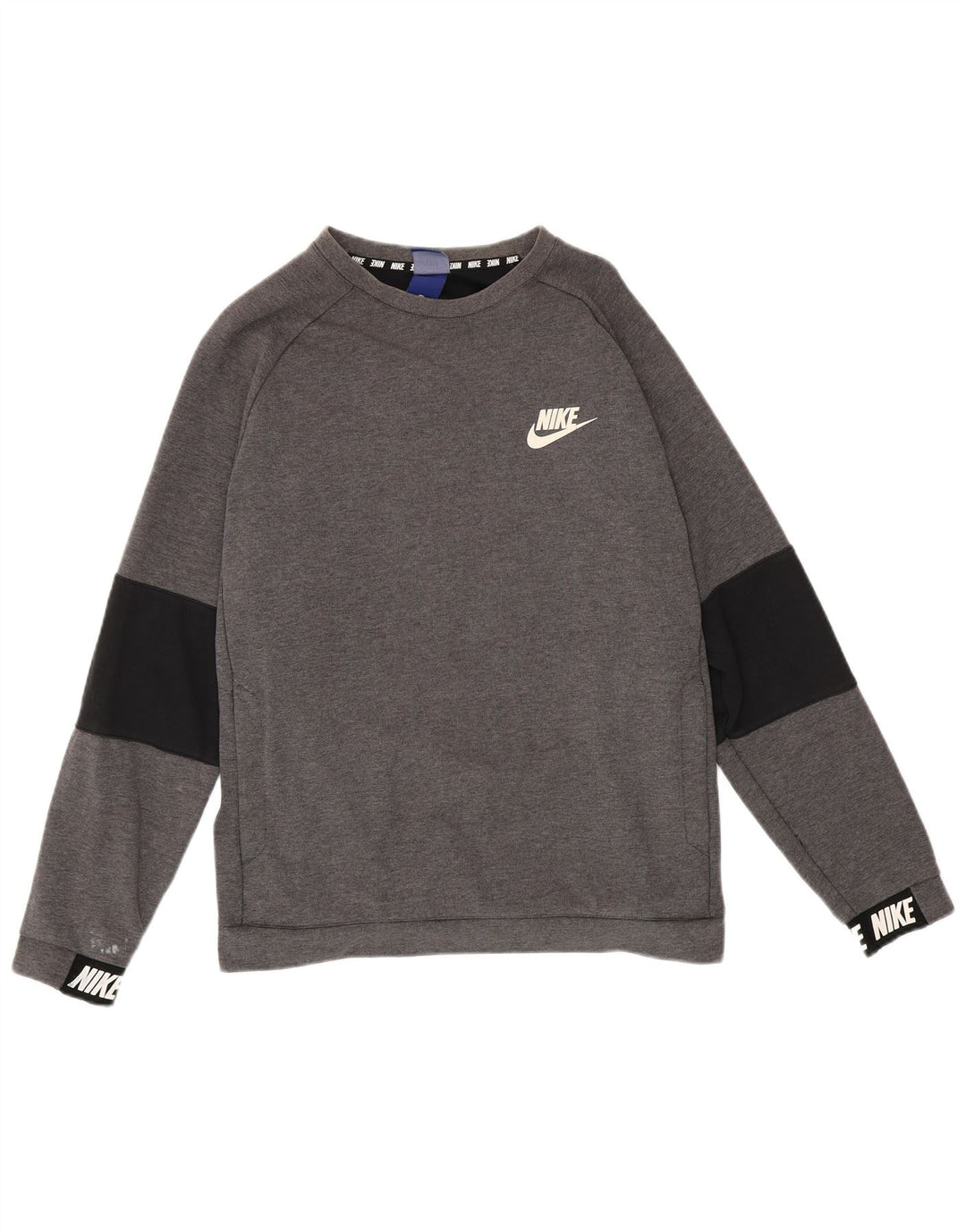 Nike Sudadera con gráfico tipo jersey para hombre, talla grande, gris, color block