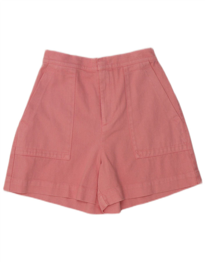 JIGSAW Womens High Waist Casual Shorts UK 8 Small W28  Pink Cotton