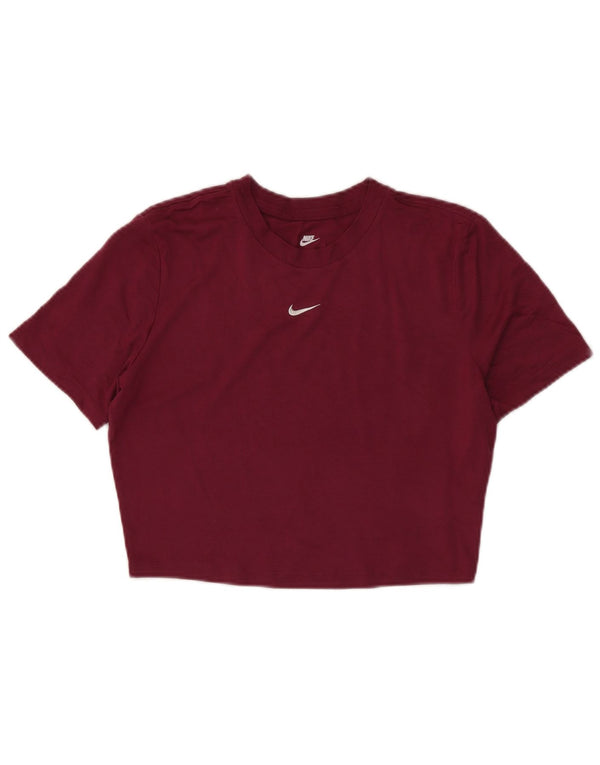 Nike Camiseta corta ajustada para mujer UK 44 Grande Poliéster burdeos