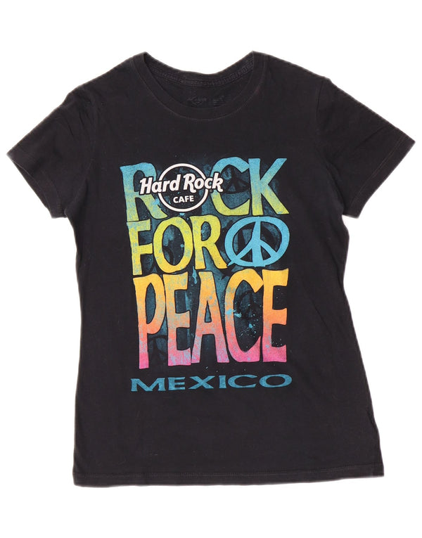 Hard Rock Cafe Mujer México Camiseta Gráfica Top UK 12 Medium Negro Algodón