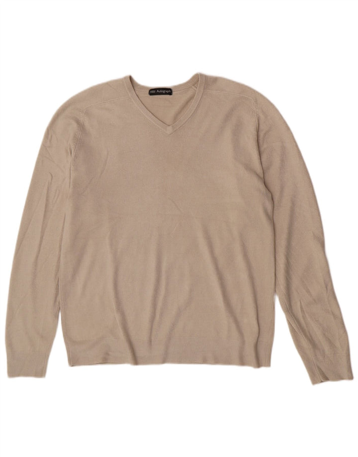 Marks & Spencer Suéter con Cuello en V Autograph para Hombre Beige Medio