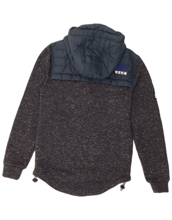 Superdry Mens Zip Hoodie Sweater Small Grey Flecked Polyester
