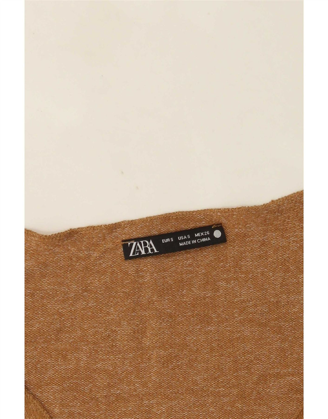 Zara Mujer Top Manga Larga UK 10 Small Beige Moteado