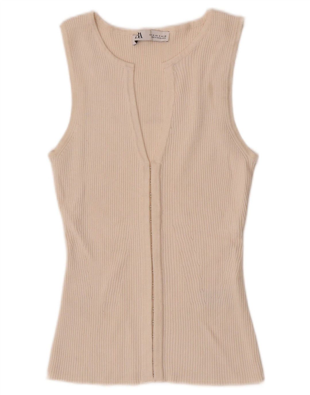 Zara Mujer Cárdigan Top UK 8 Small Off White Viscosa