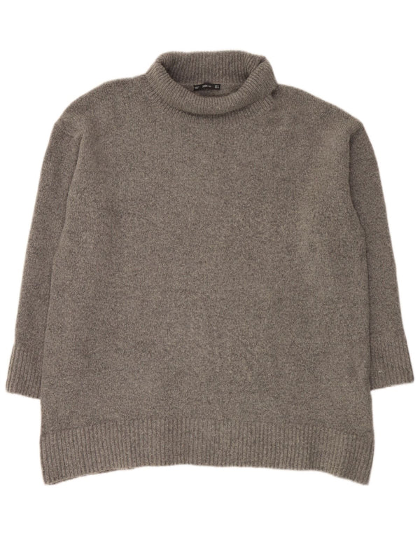 Zara Mujer Oversize Roll Neck Jumper Sweater UK 10 Small Gris Acrílico