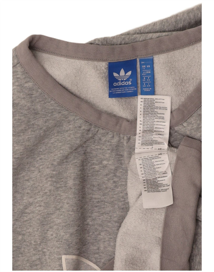 ADIDAS Womens Graphic Sweatshirt Jumper UK 12 Medium  Grey Cotton
