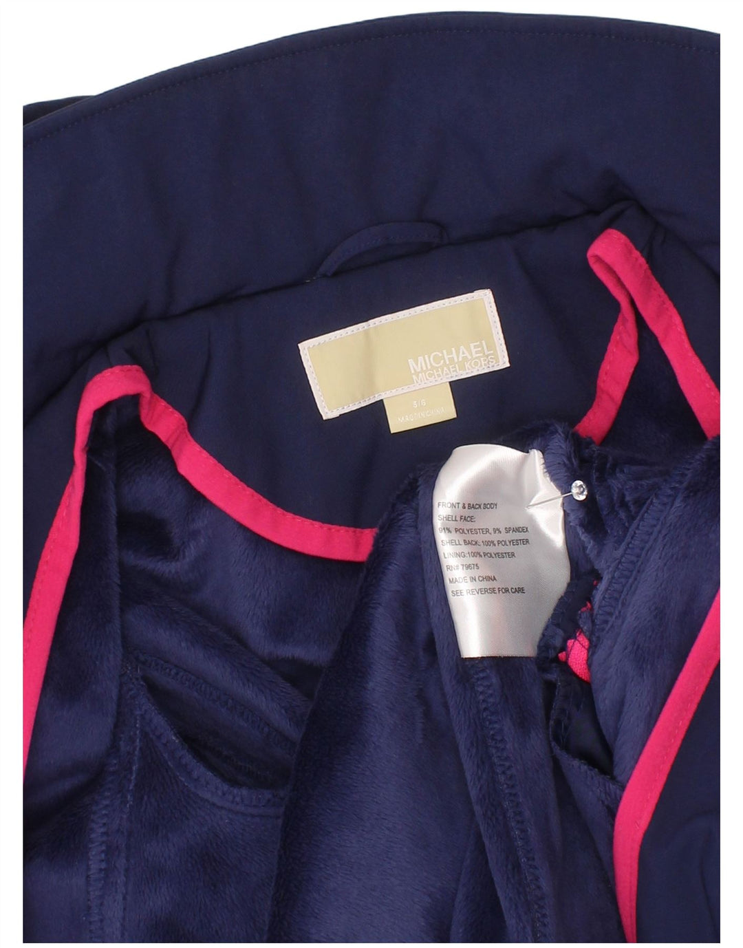 Michael Kors Chaqueta Cortavientos con Capucha Niña 5-6 Años Azul Marino Poliéster