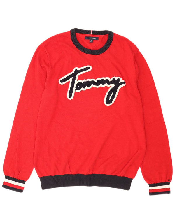Tommy Hilfiger Jersey con cuello redondo y gráfico para hombre XL Rojo Colorblock