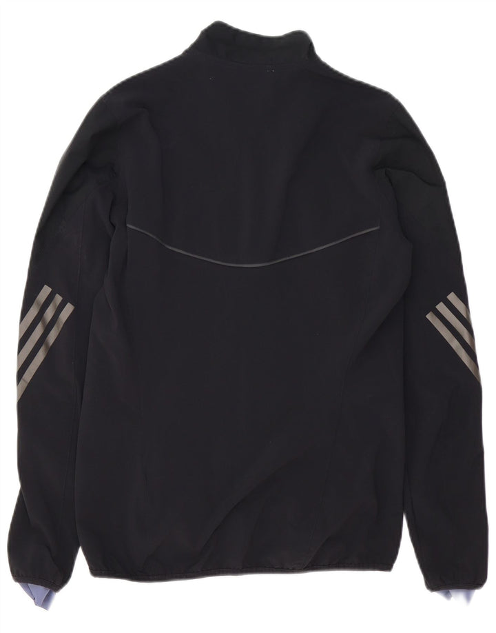 ADIDAS Mujer Running Chándal Top Chaqueta UK 10 Small Negro Poliéster