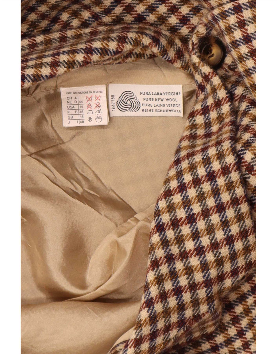 Marella Chaqueta Blazer de 3 Botones para Mujer UK 18 XL Lana Nueva de Pata de Gallo marrón