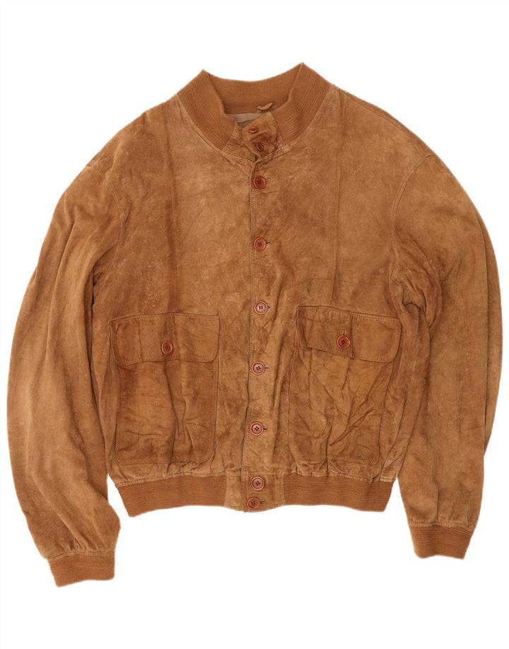 Vintage hombres ante bomber chaqueta Reino Unido 40 marrón grande