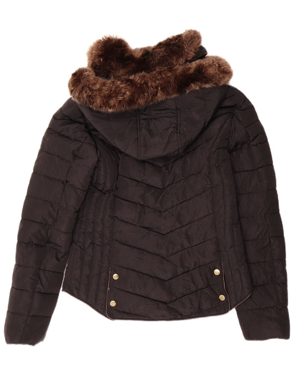 Joules Chaqueta acolchada con capucha para mujer UK 10 Small Poliéster negro