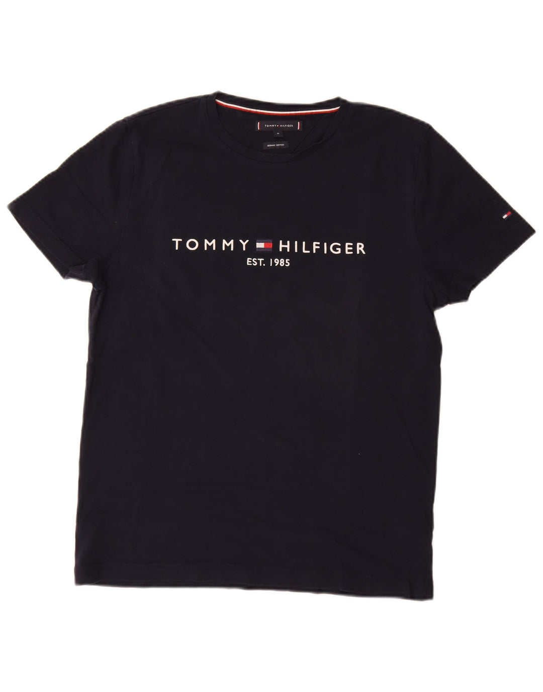 TOMMY HILFIGER Camiseta gráfica para hombre Top Medium Azul marino Algodón