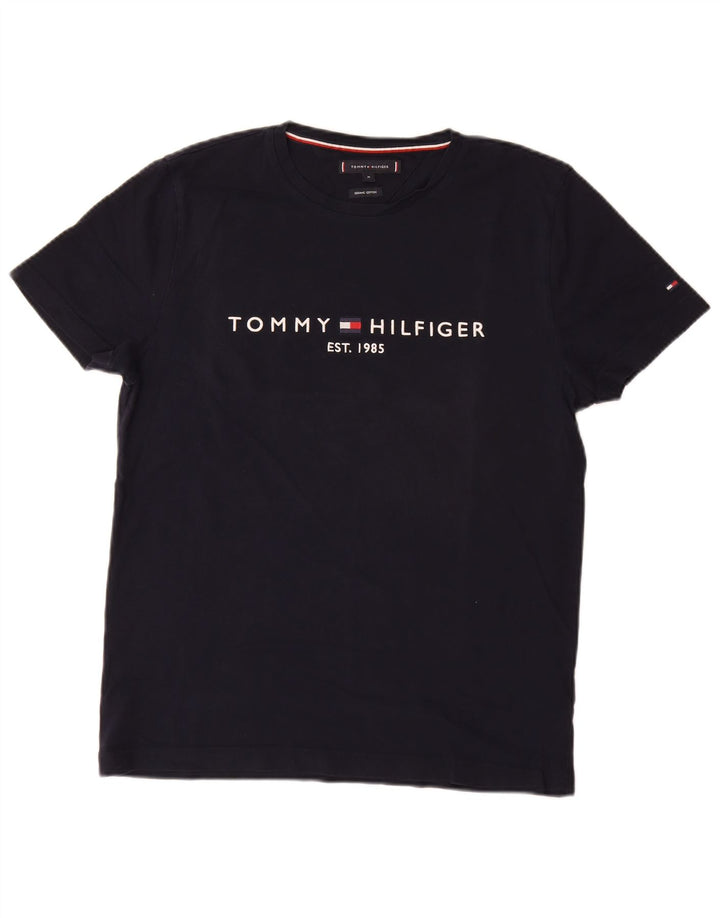 TOMMY HILFIGER Camiseta gráfica para hombre Top Medium Azul marino Algodón