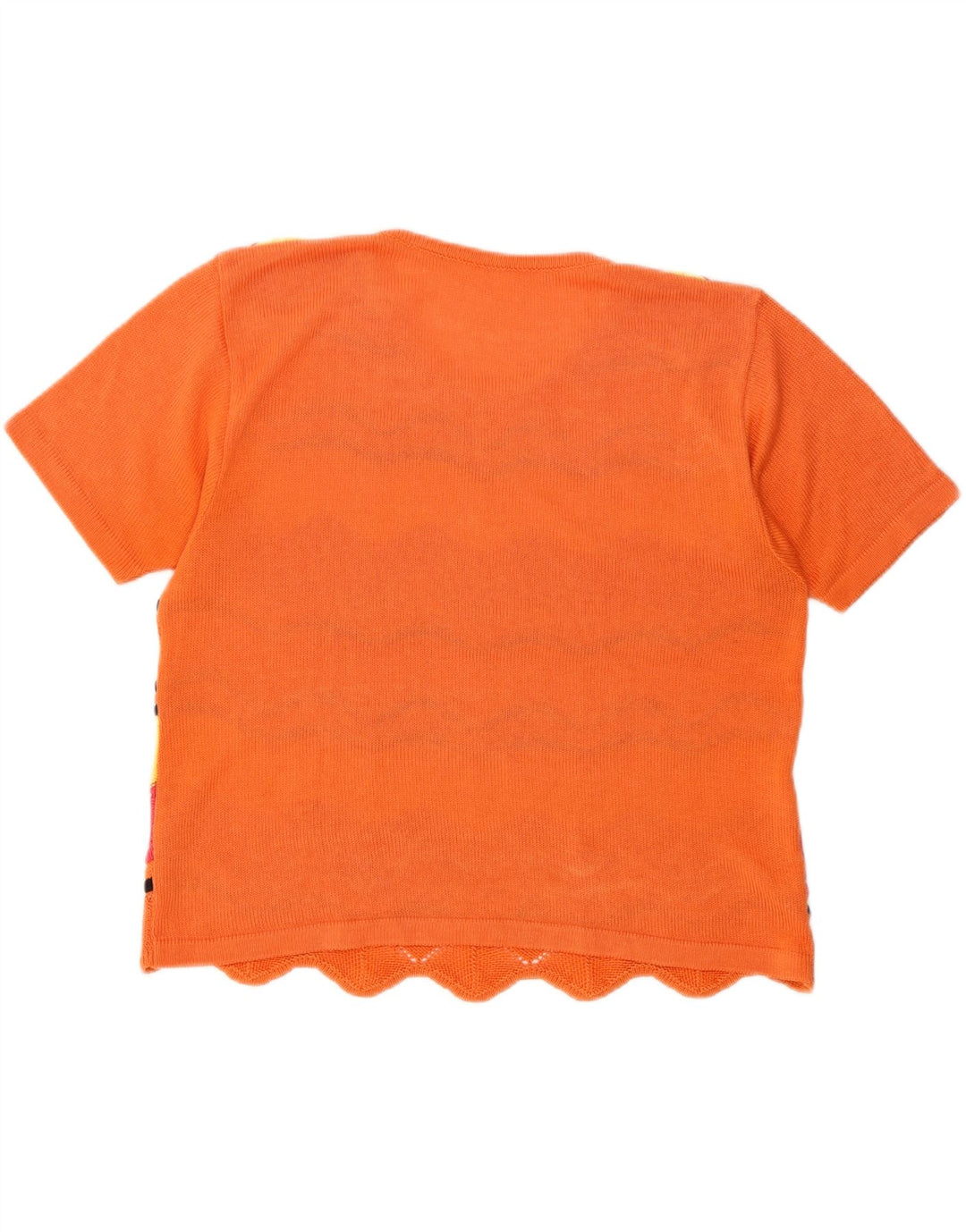 Vintage mujer punto camiseta Top UK 14 medio multicolor geométrico