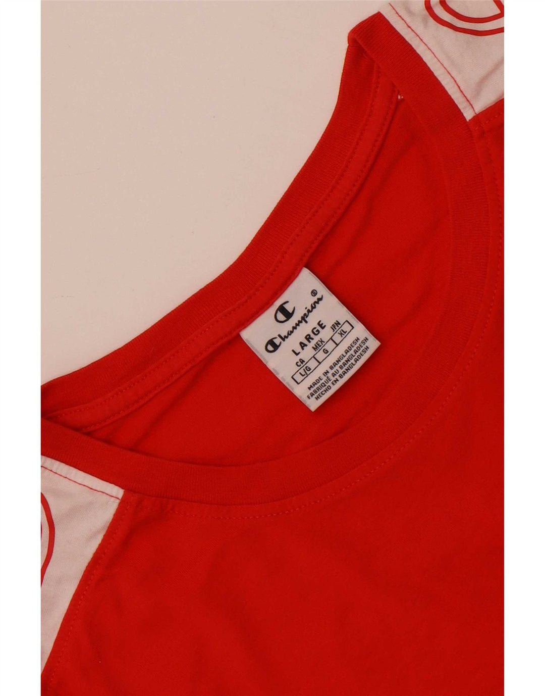 Champion Camiseta gráfica para hombre Top grande rojo color block