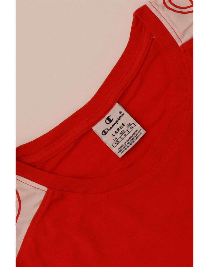 Champion Camiseta gráfica para hombre Top grande rojo color block
