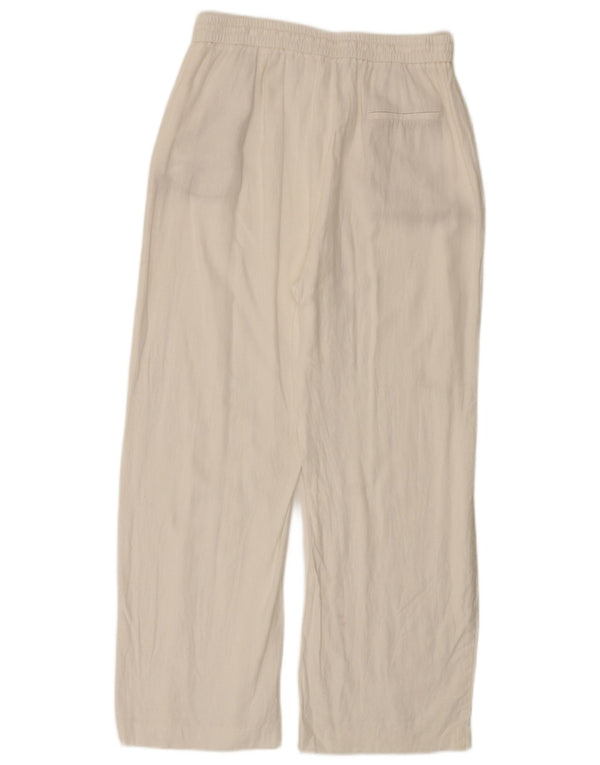 Zara Mujer Pantalones Casuales De Pierna Ancha Grande W30 L28 Viscosa Blanca