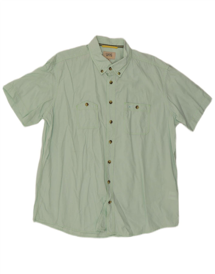 Camisa Camel Active Hombre Manga Corta Regular Fit XL Algodón Verde