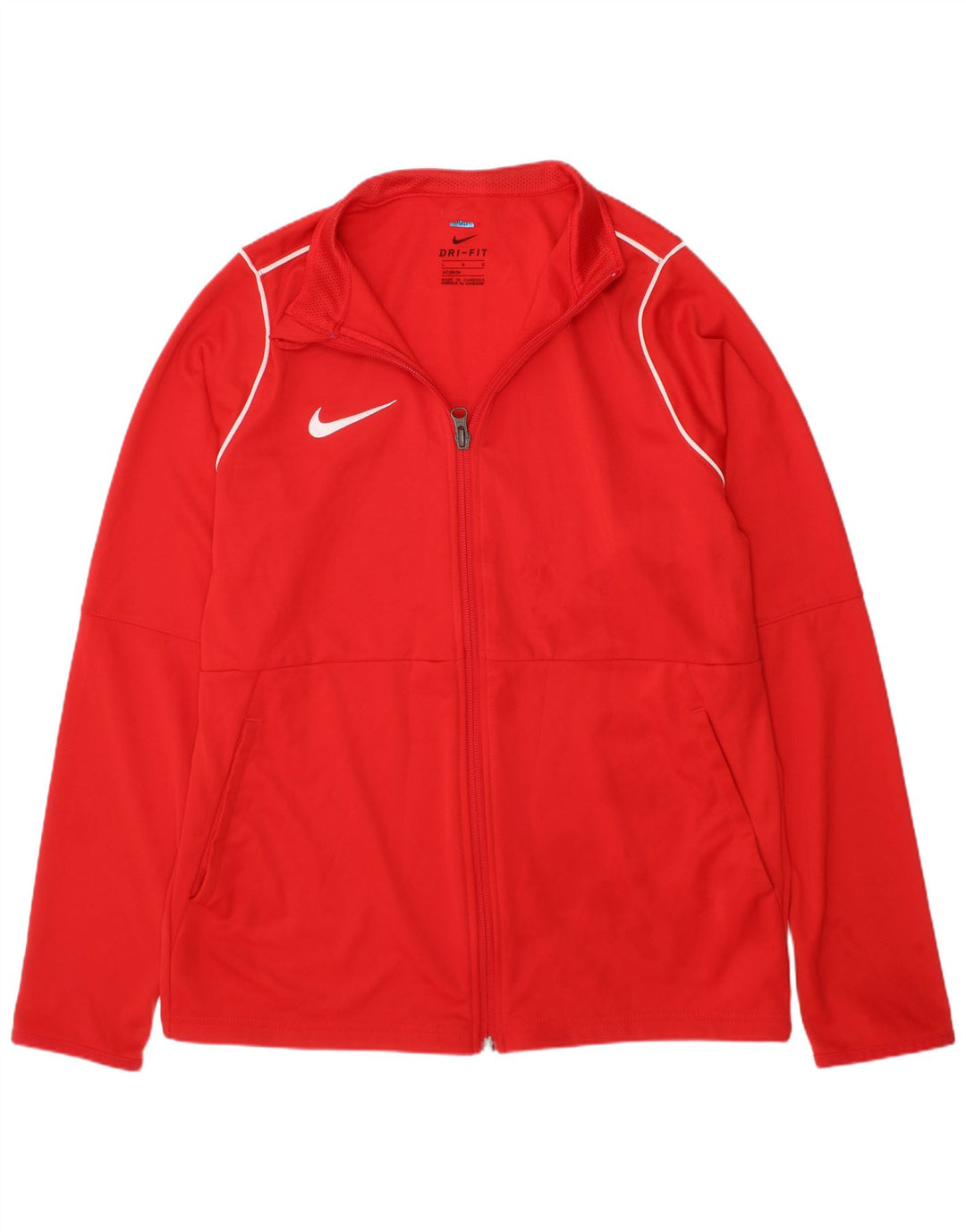 NIKE Boys Dri Fit Chándal Top Chaqueta 12-13 años Grande Poliéster Rojo
