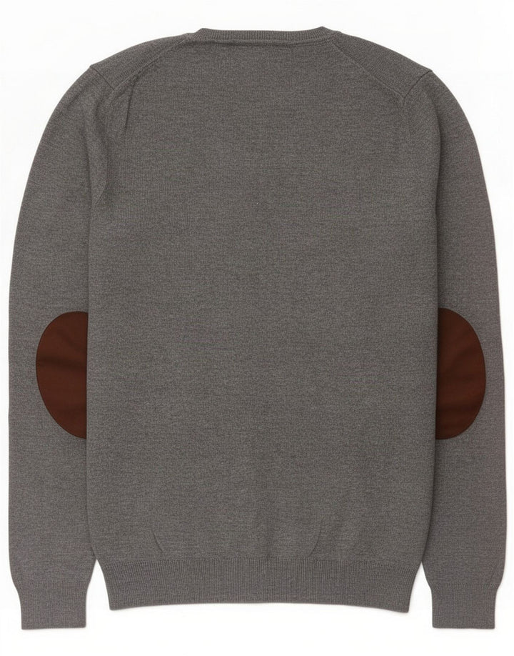 Zara Hombre Jersey con cuello en V Viscosa color block gris medio