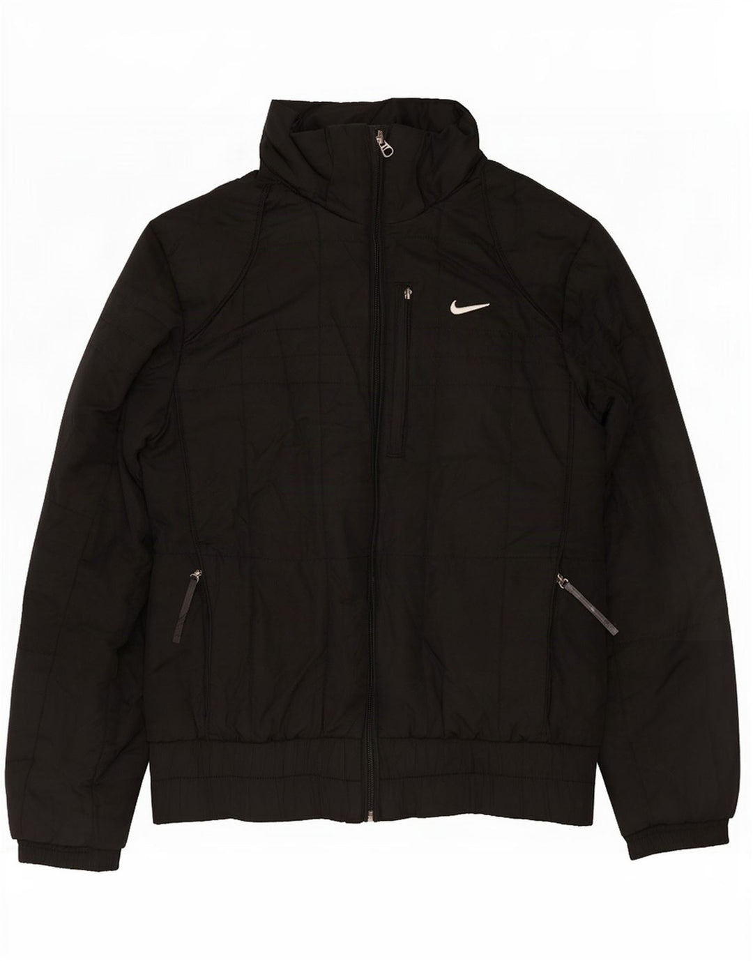 Nike Chaqueta acolchada con capucha para mujer UK 10/12 Mediana Negro Poliéster