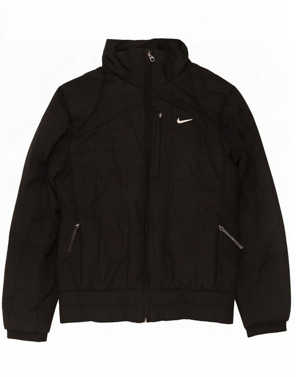 Nike Chaqueta acolchada con capucha para mujer UK 10/12 Mediana Negro Poliéster