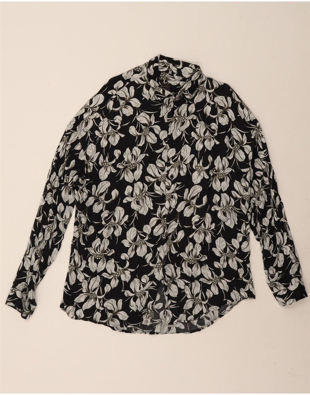 Zara Hombre Camisa Slim Fit Grande Negro Floral