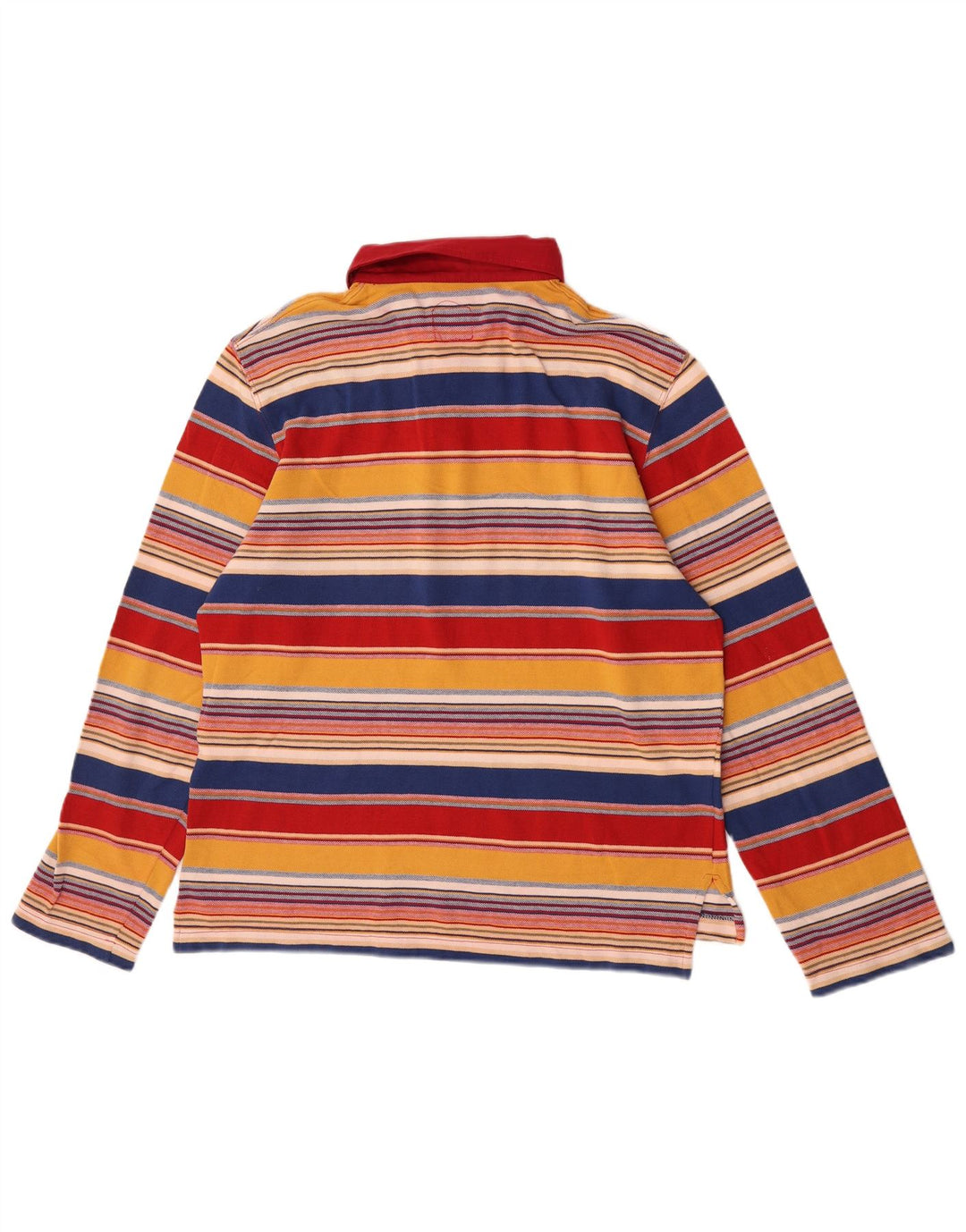Vintage hombres manga larga rugby polo camisa mediana multicolor rayas