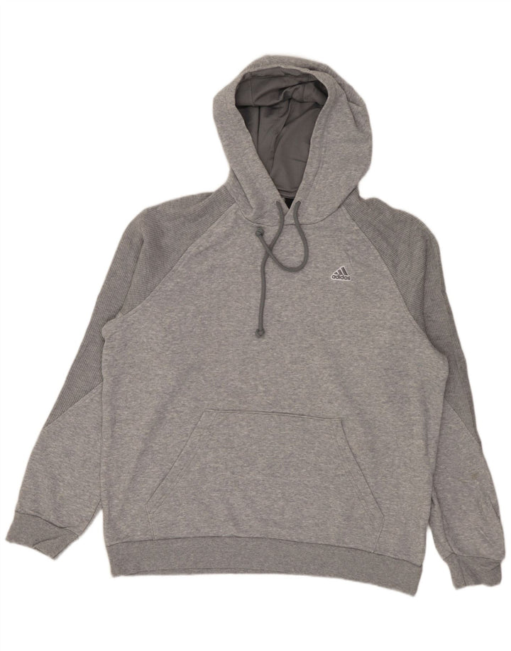 Adidas Hombre Sudadera Con Capucha Jumper Gris Medio Algodón Moteado